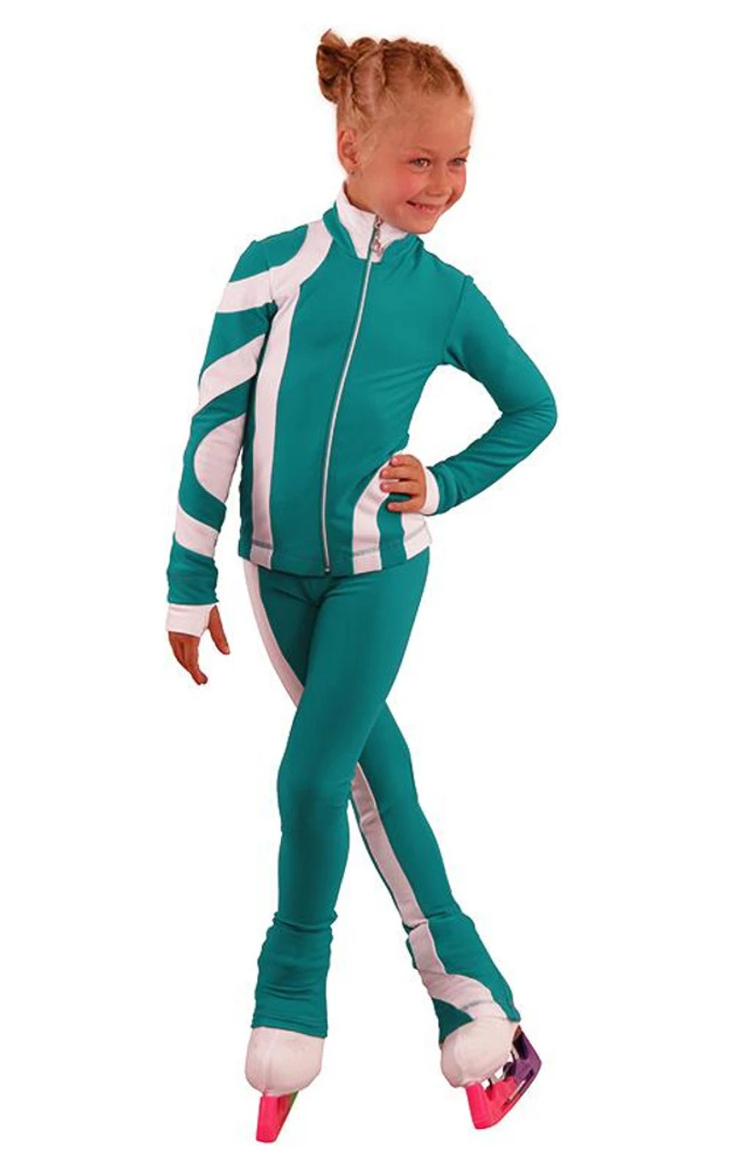 IceDress Figure Skating Outfit - Thermal - Cross-Roll (Emerald With White) 3 IceDress Figure Skating Outfit - Thermal - Cross-Roll (Emerald With White)