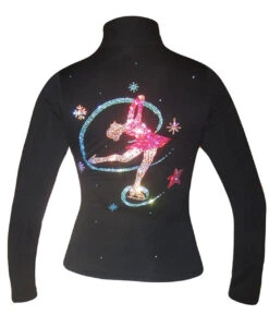 Black Ice Skating Jacket With "Colorful Layback Design " Applique (Refurbished)