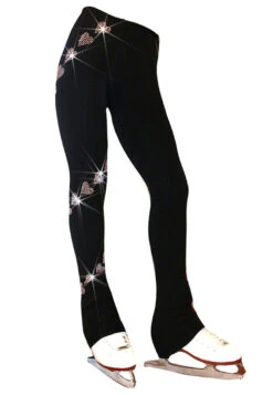 Ice Skating Pants With "Spiral Hearts" Rhinestones Design