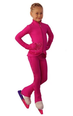IceDress Figure Skating Outfit - Thermal - Butterfly(Fuchsia With Velvet And Crystals Preciosa)
