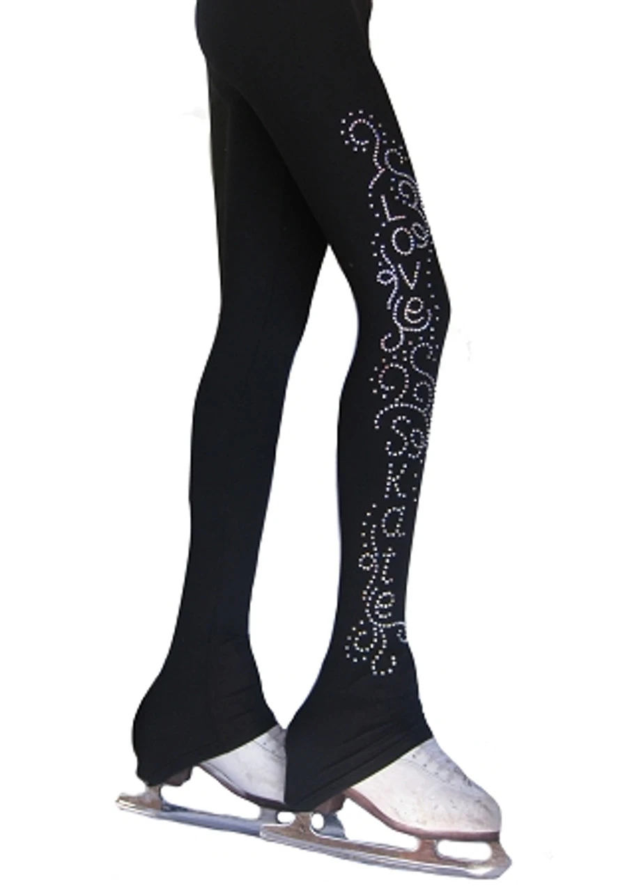 Ice Skating Pants With "Love & Skate Ornament " Applique 3 Ice Skating Pants With "Love & Skate Ornament " Applique