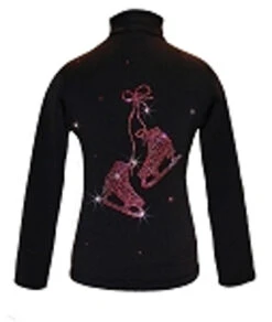 Black Ice Skating Jacket With Fuchsia "Pair Of Skates" Rhinestone Applique -Figure Skating Equipment Shop ltsiamjacket thumbnail 12837.1667938862