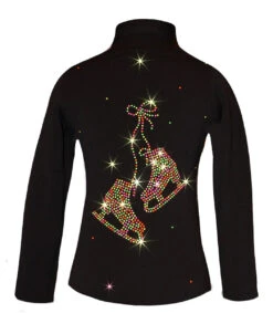 Ice Skating Jacket With Neon Rhinestuds "Pair Of Skates" Applique