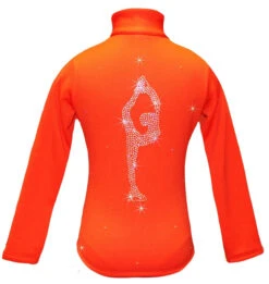 Orange Ice Skating Jacket With "Biellmann" Rhinestone Applique