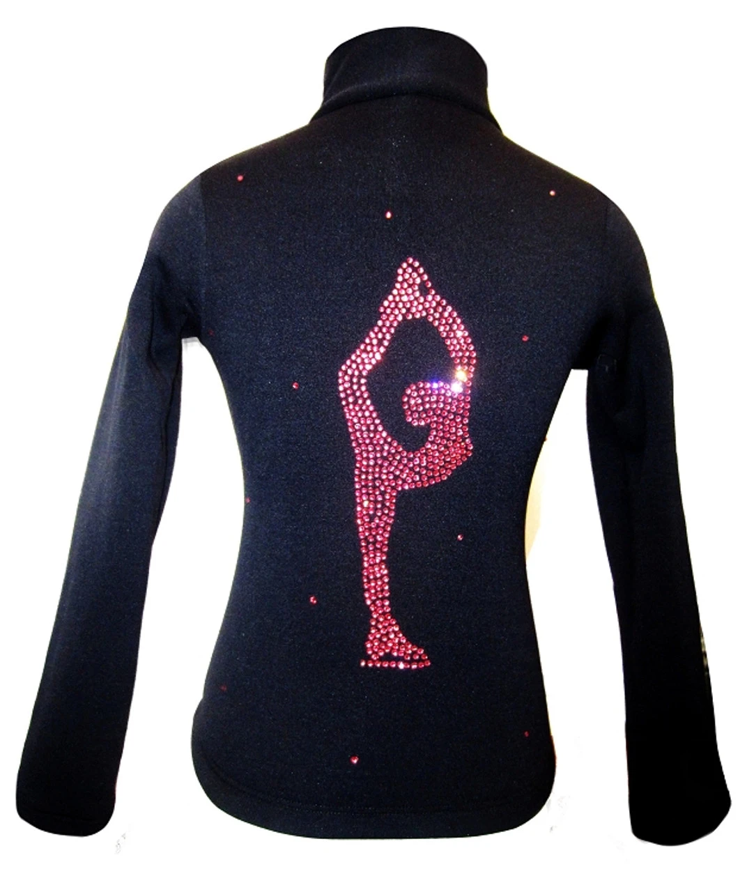Black Ice Skating Jacket With Pink Crystals "Bielmann" Rhinestone Applique 3 Black Ice Skating Jacket With Pink Crystals "Bielmann" Rhinestone Applique