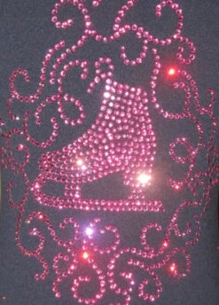 Black Skating Jacket With Pink Crystals "Skate & Ornament" Applique -Figure Skating Equipment Shop pinkcrystalornamentskatezoom 07836.1667938971