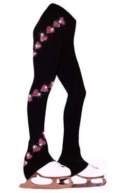Ice Skating Pants With "Pink Spiral Hearts" Rhinestuds Design