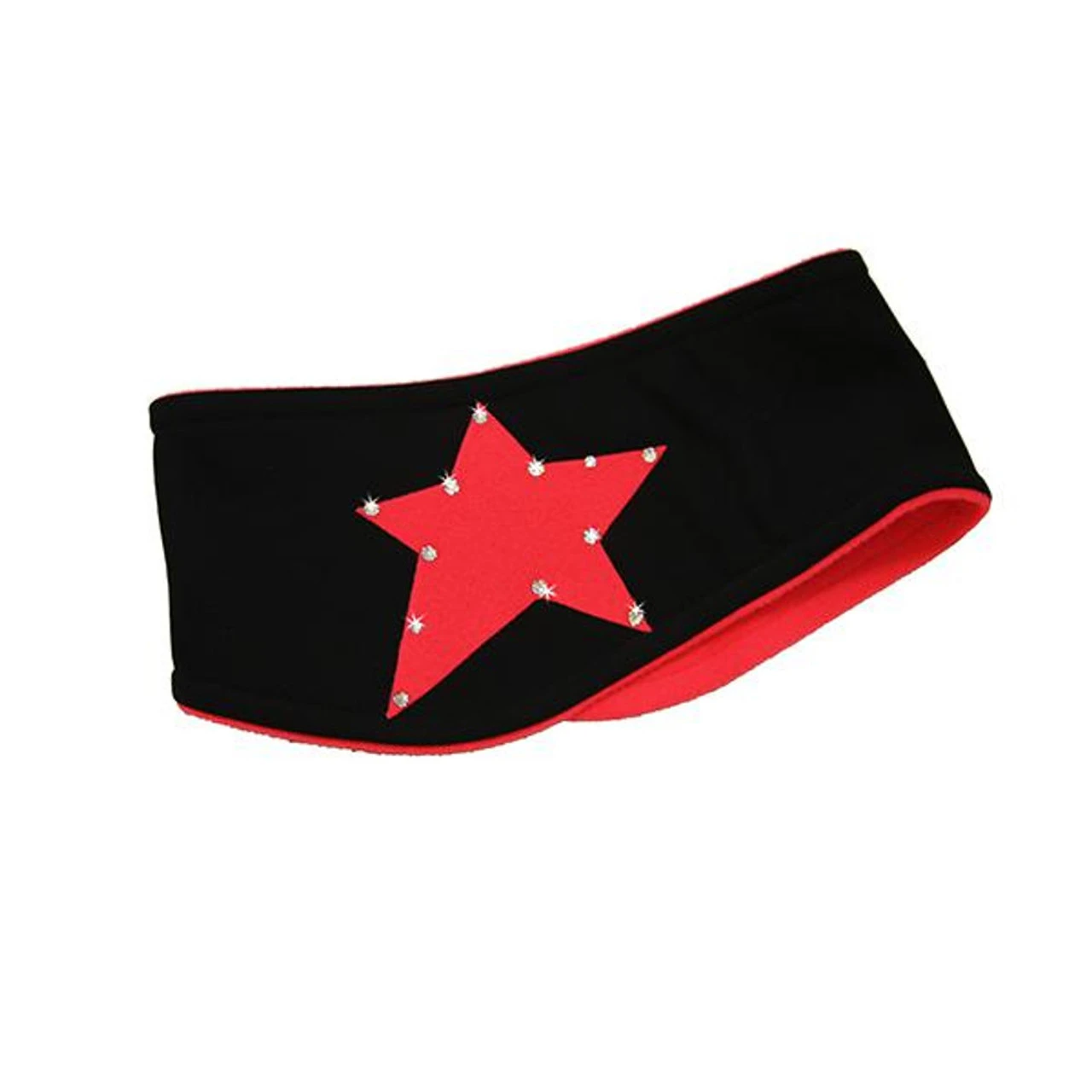 IceDress - Two-Color Thermal Figure Skating Wide Headband "Starlet" (Black And Coral) 3 IceDress - Two-Color Thermal Figure Skating Wide Headband "Starlet" (Black And Coral)