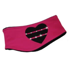 IceDress - Two-Color Thermal Figure Skating Headband "Hearts" (Raspberry And Black)