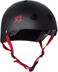 S1 Lifer Helmet - Black Matte With Red Straps- Size XL Only (Refurbished)